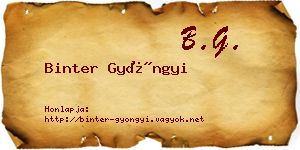 Binter Gyöngyi névjegykártya
