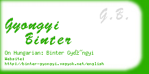 gyongyi binter business card